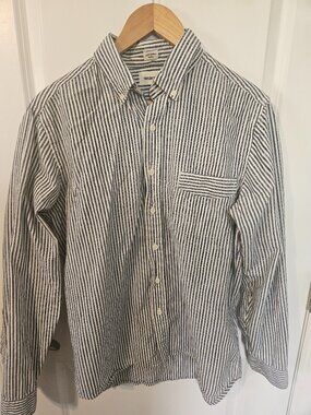 Taylor Stitch Blue White Stripe Button-Down Shirt 42 Slim Large Portugal Cotton